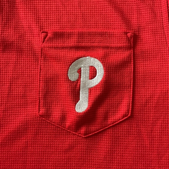 Majestic Philadelphia Phillies Polo Shirt Mens Sz 2XL Red MLB Baseball Preppy - Picture 3 of 9